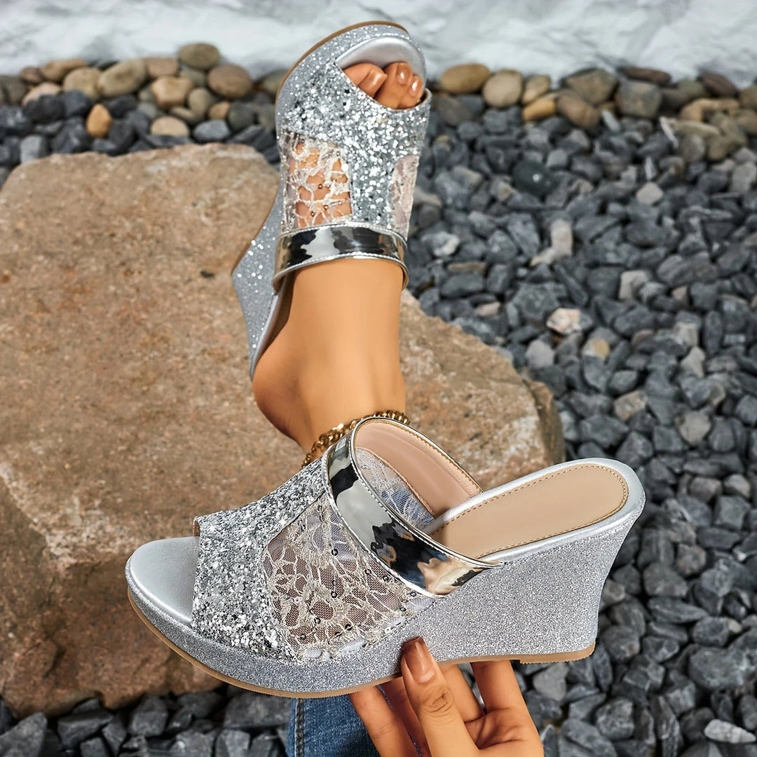 MARIEL | SEQUINED WEDGE HEELS
