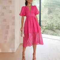 CHELSEA | CLASSIC PUFF SLEEVED MIDI DRESS