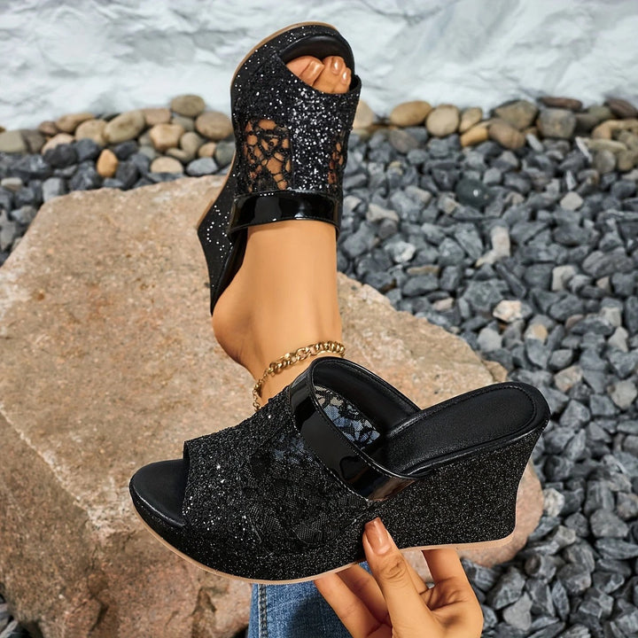 MARIEL | SEQUINED WEDGE HEELS