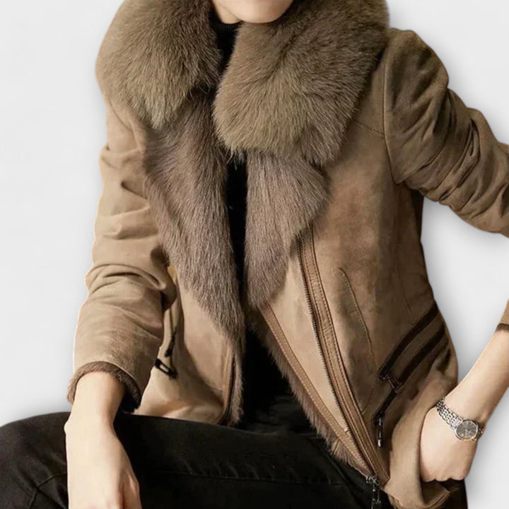 Leonora™ | Shearling Jacket with Fur Collar