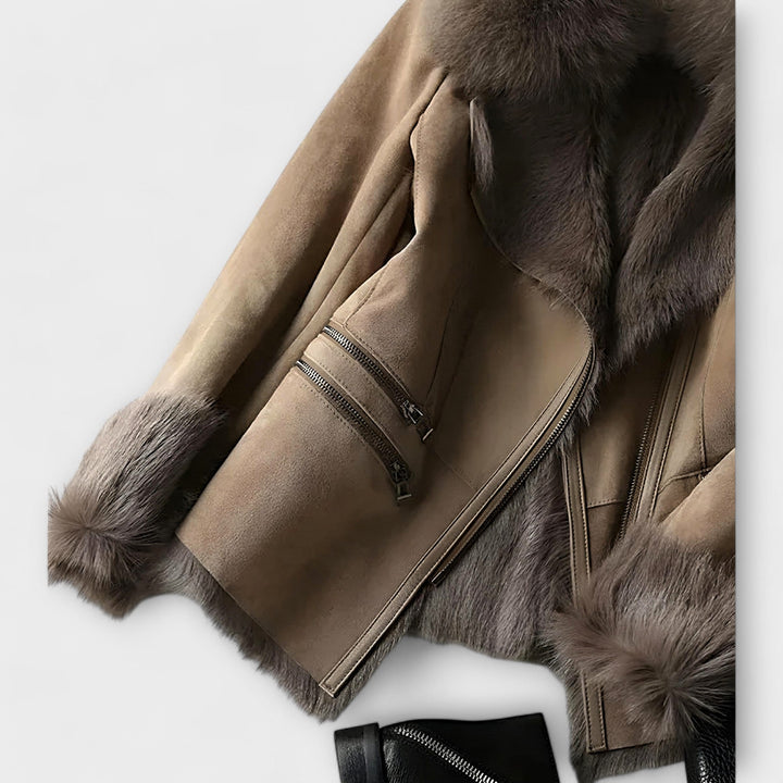 Leonora™ | Shearling Jacket with Fur Collar