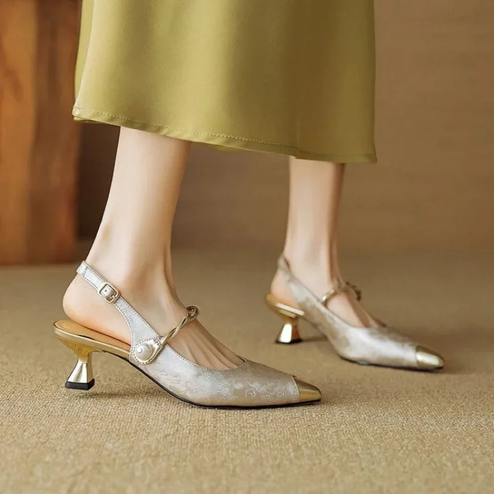 ASTRID | PEARL EMBELLISHED SLINGBACK HEELS